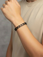 Thumbnail for NVR Men's Rhodium Plated Cuff Bracelet - Distacart
