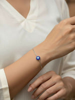 Thumbnail for NVR Women Evil Eye Silver Plated Link Bracelet - Distacart