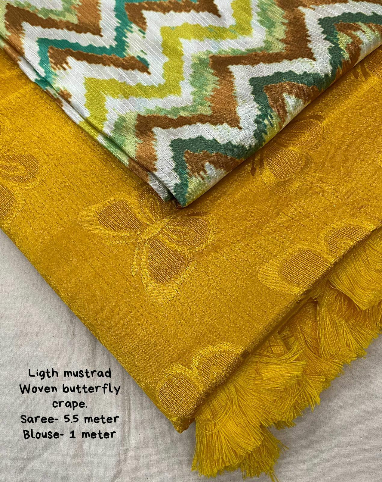 Mustard Silk Blend Ethnic Motifs Saree with Unstitched Blouse - Hiral Fashion - Distacart