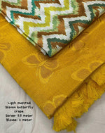 Thumbnail for Mustard Silk Blend Ethnic Motifs Saree with Unstitched Blouse - A2M