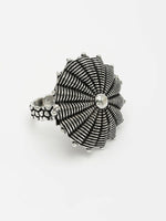 Thumbnail for NVR Women's Silver-Toned Floral Shape Adjustable Finger Ring - Distacart