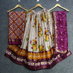 Thumbnail for Preksha Creation Tusser Silk With Ajarakh Prints Women Lehenga Choli - Purple - Distacart