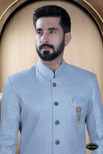 Thumbnail for Joban Fashion Men's Blue Base Silk Kurta with Pyjama - Distacart