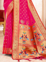 Thumbnail for Astita Paithani Silk Magenta Saree