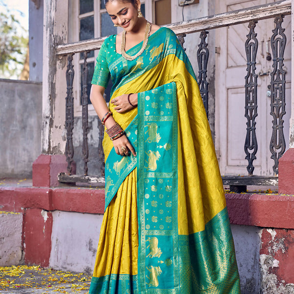Shree Shyam Fashion Mustard Soft Silk Saree - Distacart