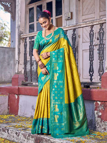 Shree Shyam Fashion Mustard Soft Silk Saree - Distacart