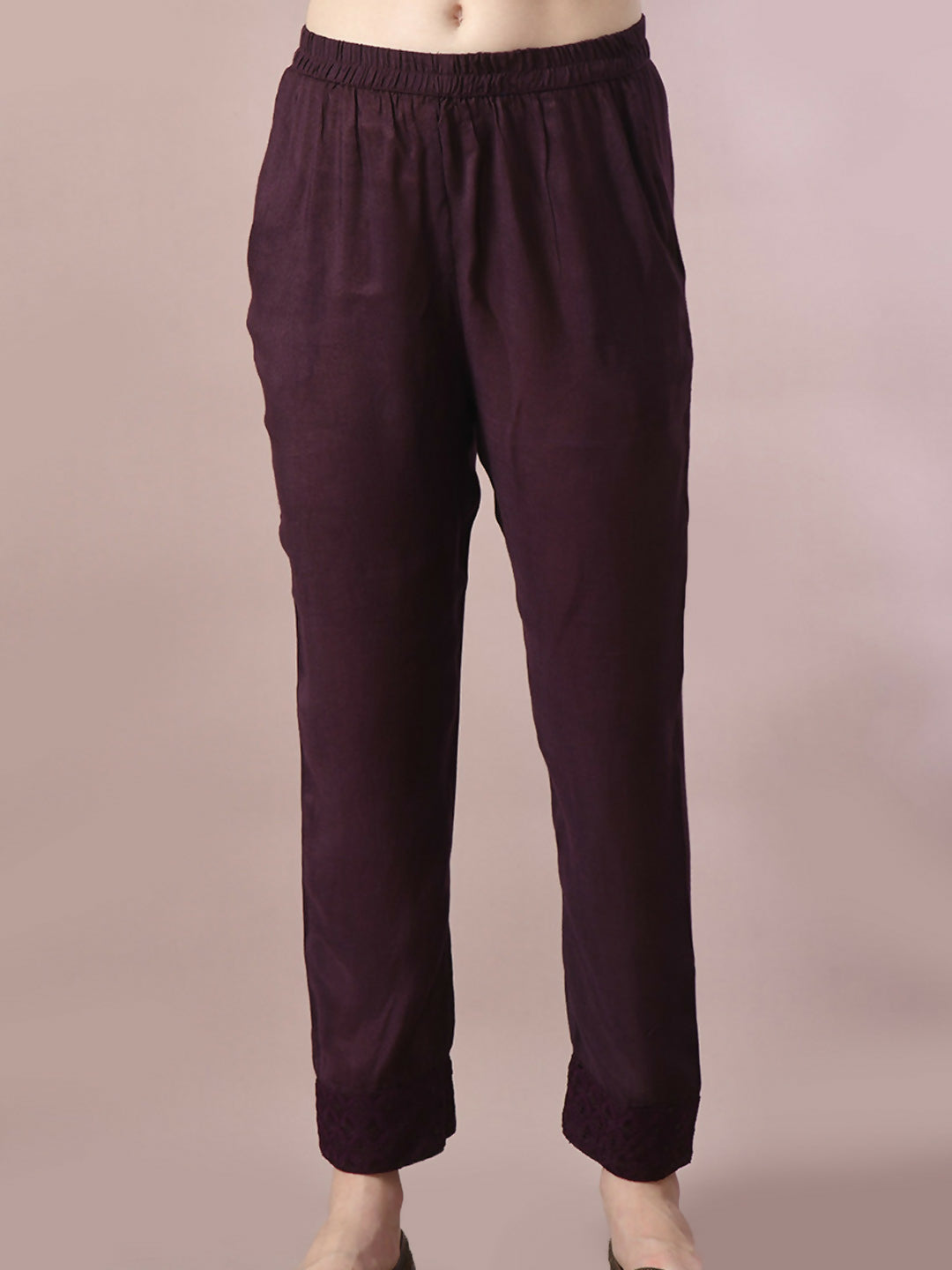 Myshka Women's Magenta Embroidered Cotton Straight Party Kurta Set - Distacart