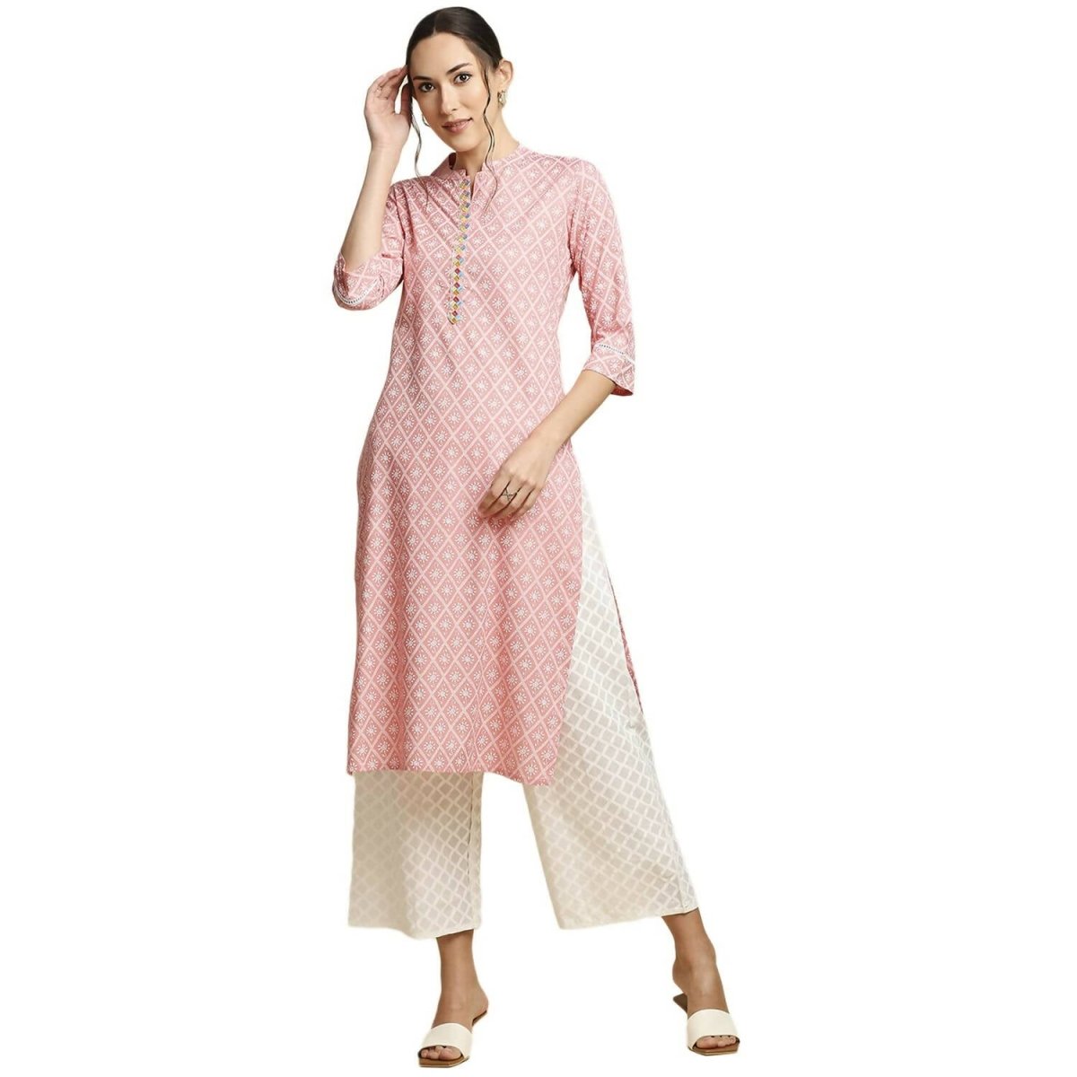 Anubhutee Women's Rayon Regular Straight Peach Color Kurta - Distacart