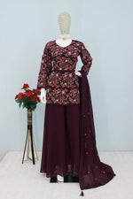 Thumbnail for Anaita Purple Chiffon Embroidered With Sequins Work Salwar Suit - Distacart