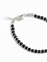 Thumbnail for NVR Women Silver Plated Black Beaded Adjustable Bracelet - Distacart