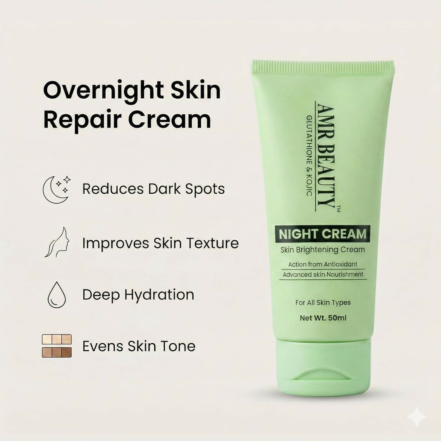Amr Beauty Night Cream for Skin Brightening & Even Tone - Dista