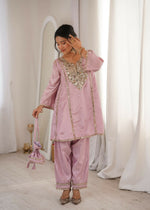 Thumbnail for Teeya Creation Womens New Wedding Wear Pink Color With Mirror & Lace Work Kurta Pant Set - Dista