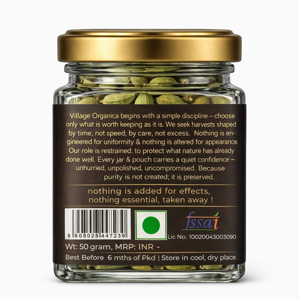 Village-Organica Green Cardamom (Elaichi) Whole – Handpicked - Dista