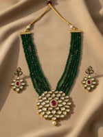 Thumbnail for NVR Women Gold Plated Green Kundan Jewellery Set - Distacart