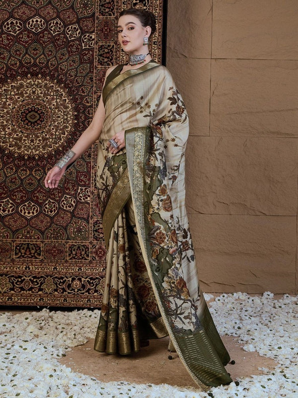 Anouk Floral Zari Silk Blend Sungudi Saree