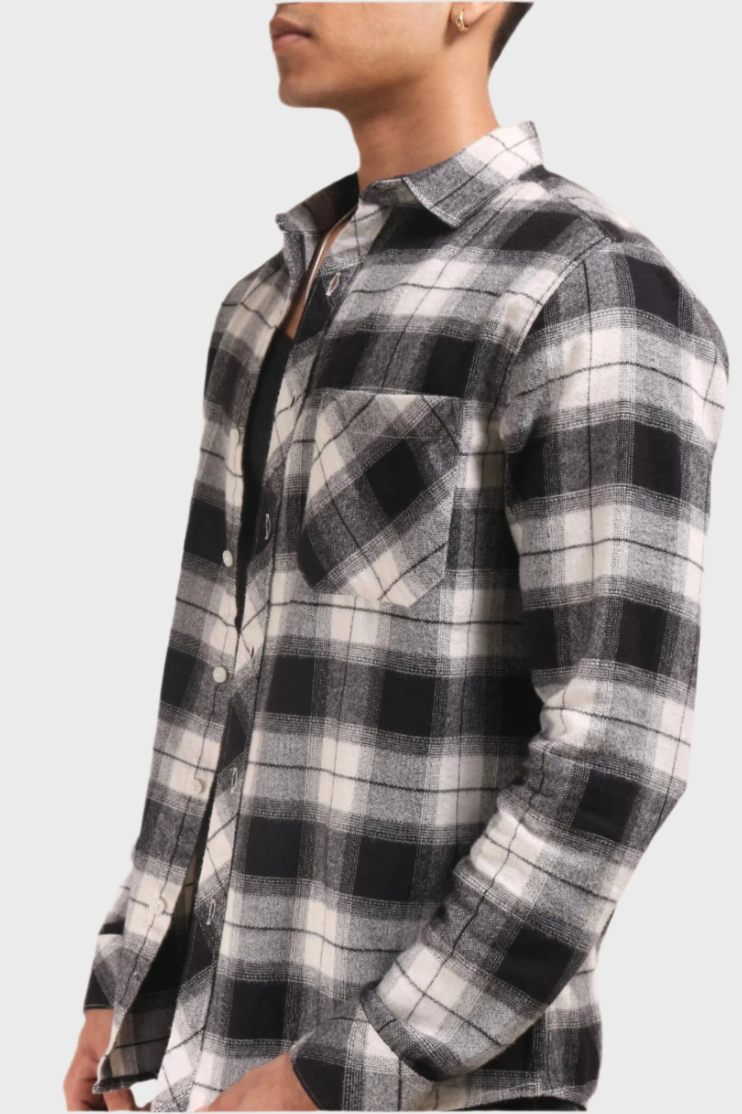Xkind Black Flannel Checks Regular Fit Shirt - Distacart