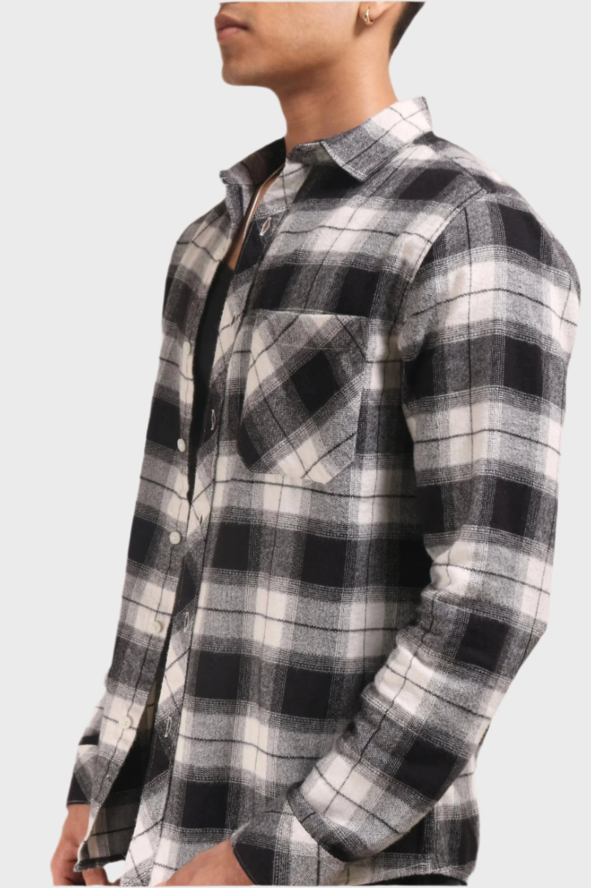 Xkind Black Flannel Checks Regular Fit Shirt - Distacart