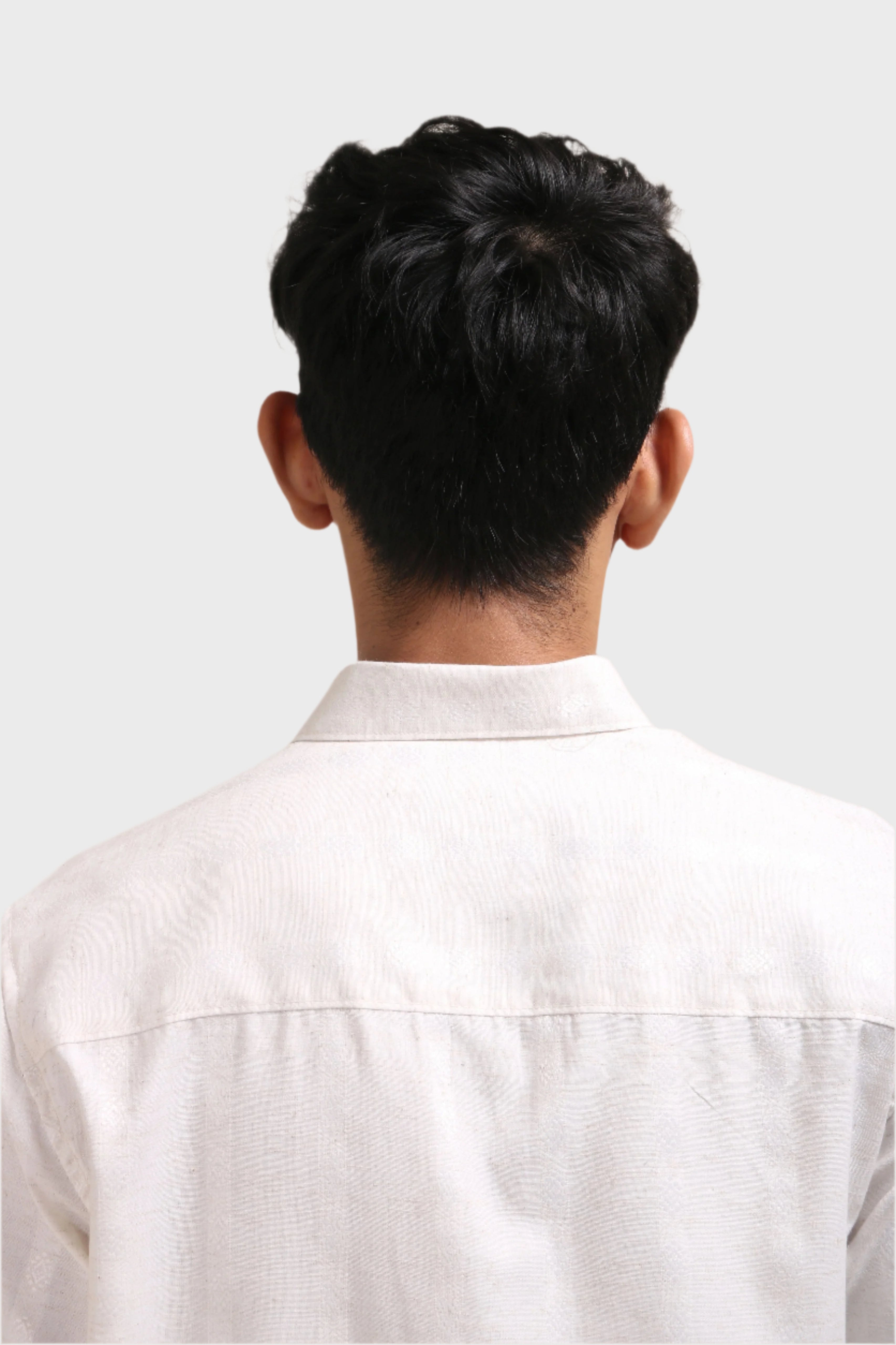 Xkind Off White Self Stripes Regular Fit Shirt