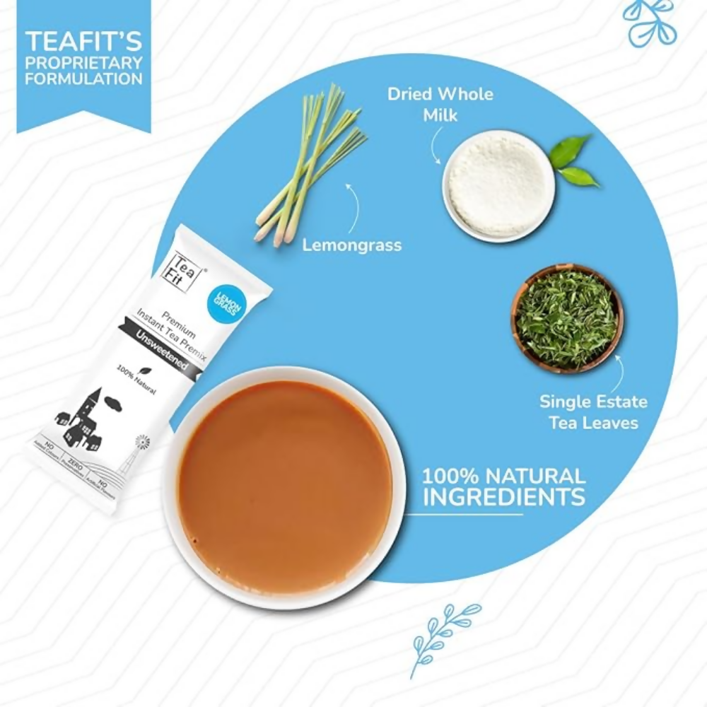 TeaFit Premium NO SUGAR Instant Lemongrass Tea Premix - Distacart