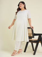 Thumbnail for Janasya Light Dobby Cotton Self Design A-Line Kurta Set