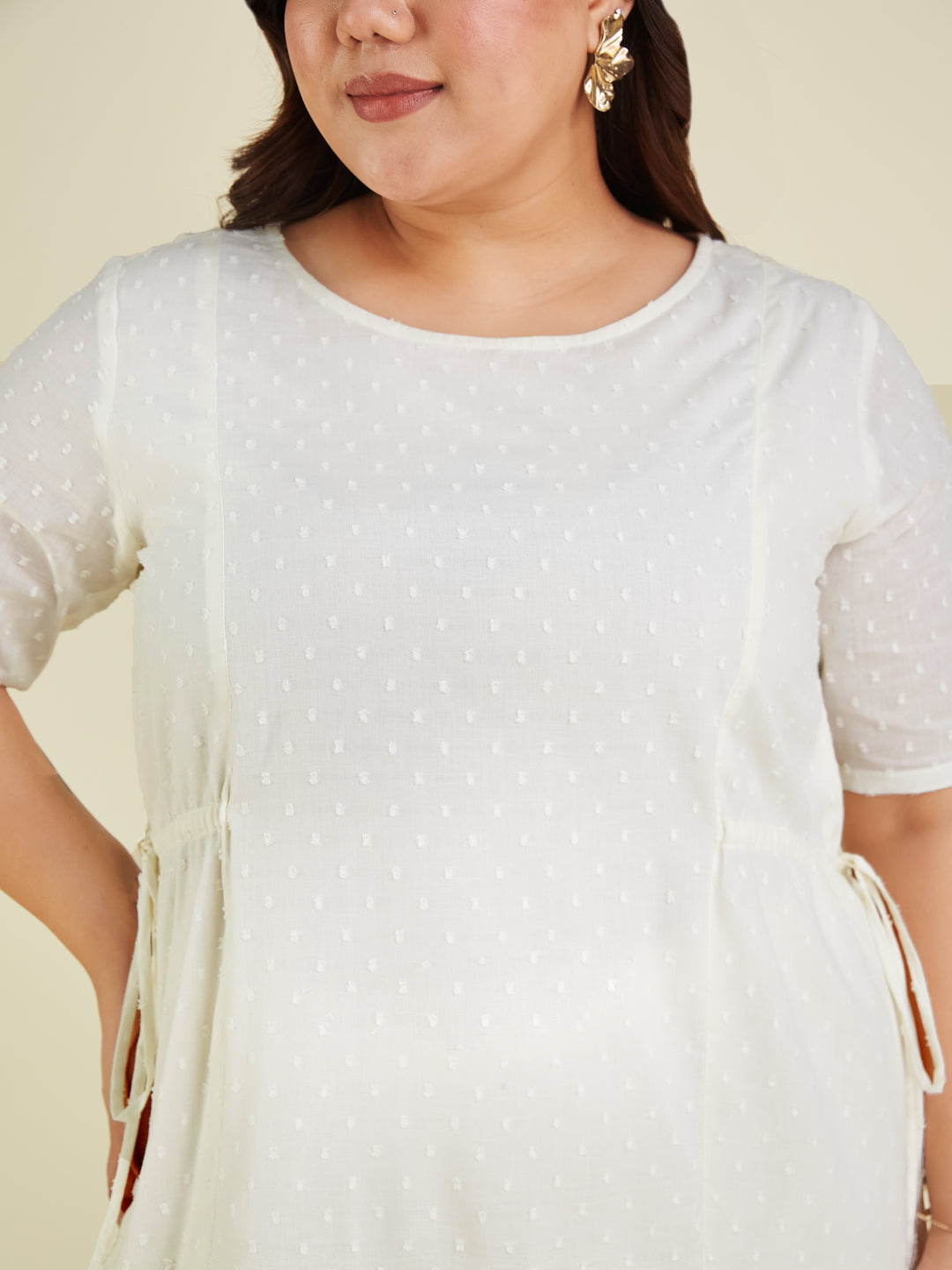 Janasya Light Dobby Cotton Self Design A-Line Kurta Set
