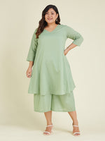 Thumbnail for Janasya Light Dobby Cotton Self Design A-Line Top & Bottom Set