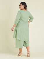 Thumbnail for Janasya Light Dobby Cotton Self Design A-Line Top & Bottom Set