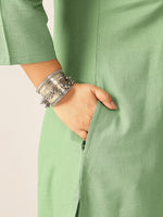 Thumbnail for Janasya Dark Cotton Solid A-Line Top & Bottom Set