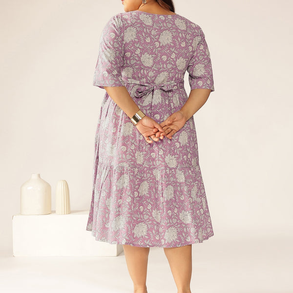 Janasya Light Cotton Floral Tiered Dress
