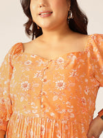 Thumbnail for Janasya Bright Georgette Floral Tiered Dress