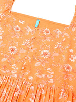 Thumbnail for Janasya Bright Georgette Floral Tiered Dress