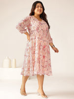 Thumbnail for Janasya Light Georgette Floral Tiered Dress