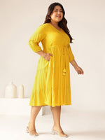 Thumbnail for Janasya Dark Rayon Solid Tiered Dress