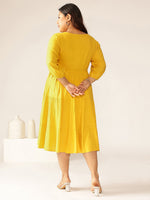 Thumbnail for Janasya Dark Rayon Solid Tiered Dress