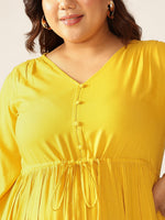 Thumbnail for Janasya Dark Rayon Solid Tiered Dress