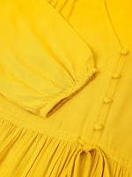 Thumbnail for Janasya Dark Rayon Solid Tiered Dress