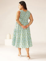 Thumbnail for Janasya Light Cotton Ethnic Motifs Tiered Dress