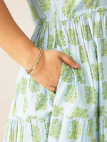 Thumbnail for Janasya Light Cotton Ethnic Motifs Tiered Dress