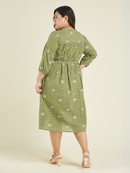 Janasya Dark Cotton Floral A-Line Dress - Distacart