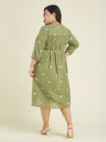 Thumbnail for Janasya Dark Cotton Floral A-Line Dress