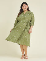 Thumbnail for Janasya Dark Cotton Floral A-Line Dress