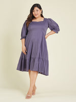 Thumbnail for Janasya Light Cotton Solid A-Line Dress