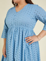 Thumbnail for Janasya Light Cotton Schiffli Fit & Flare Dress