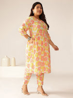 Thumbnail for Janasya Light Cotton Floral A-Line Kurta Set