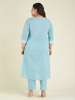 Thumbnail for Janasya Light Cotton Embroidered A-Line Kurta Set