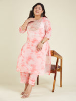 Thumbnail for Janasya Light Silk Blend Tie & dye Straight Kurta Set