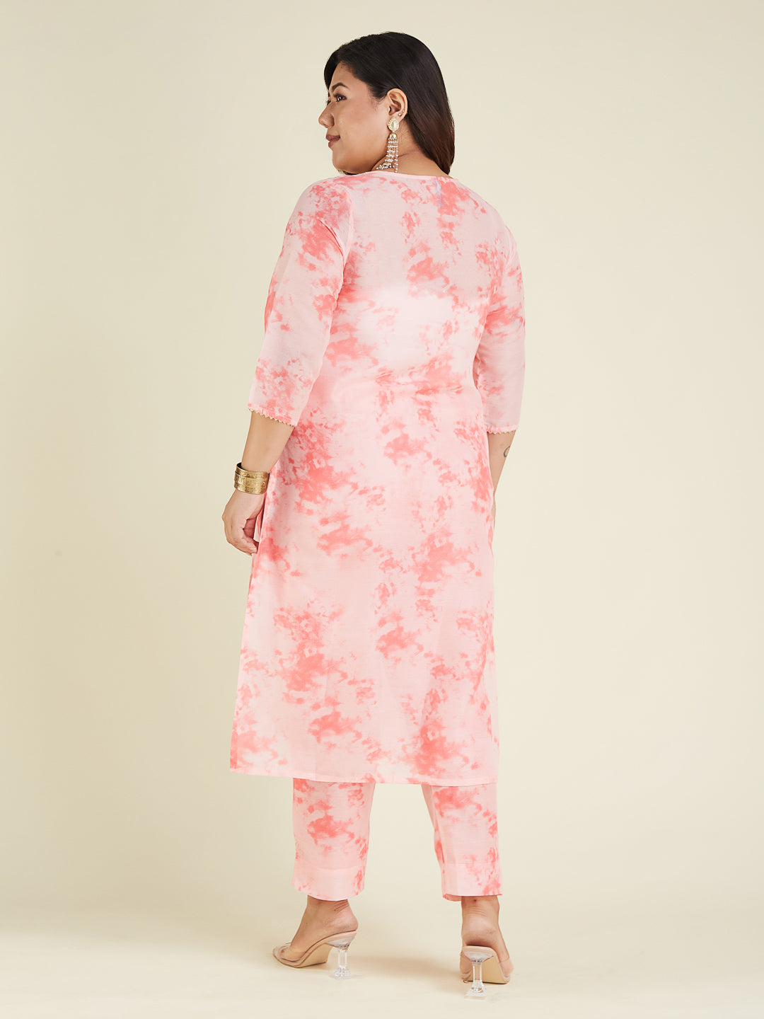 Janasya Light Silk Blend Tie & dye Straight Kurta Set