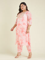Thumbnail for Janasya Light Silk Blend Tie & dye Straight Kurta Set