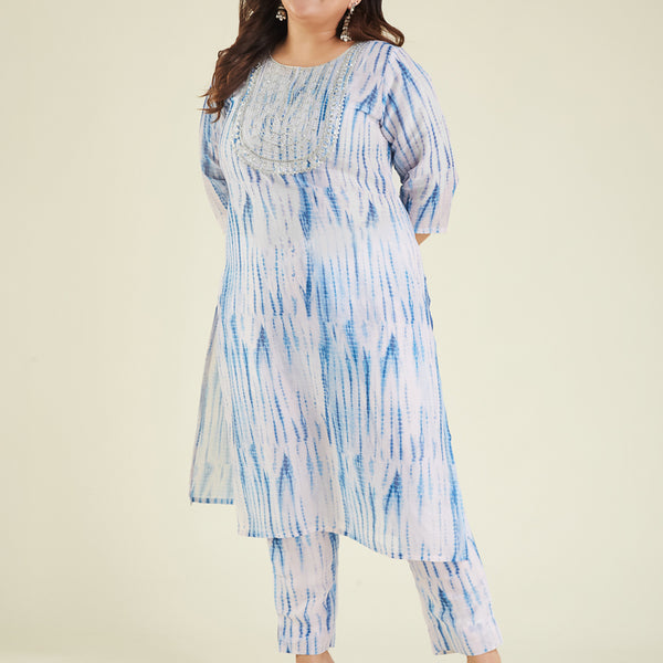 Janasya Light Silk Blend Tie & dye Straight Kurta Set