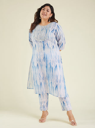 Janasya Light Silk Blend Tie & dye Straight Kurta Set